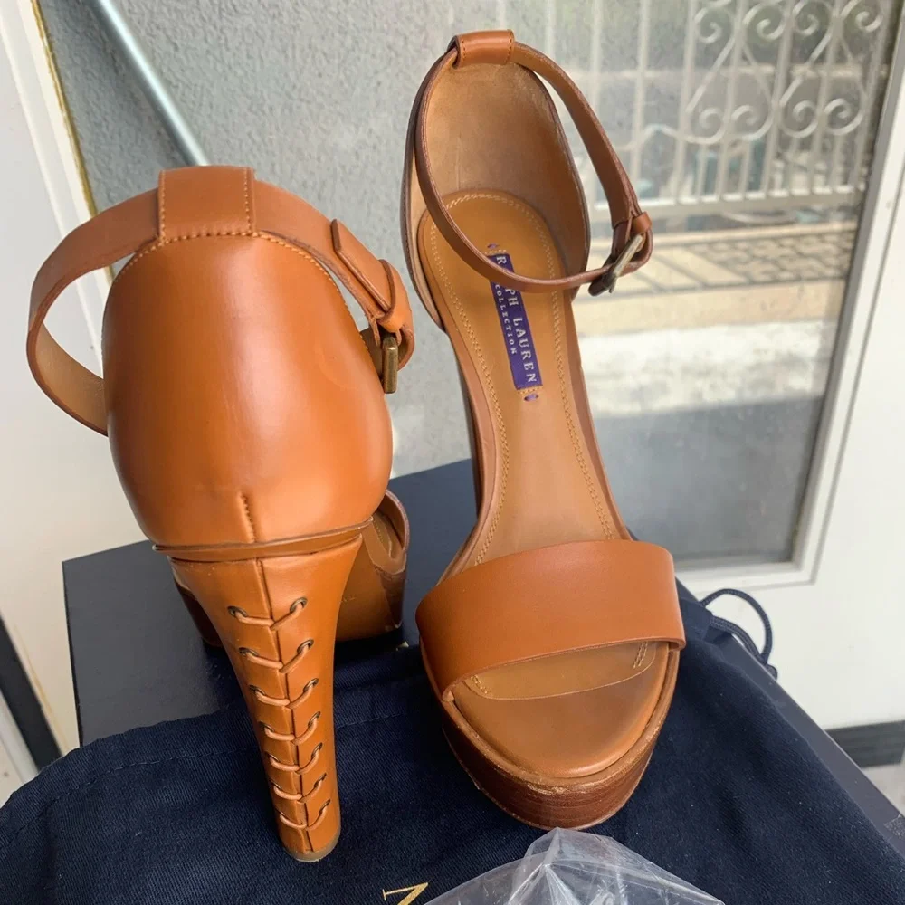 Ralph Lauren Purple Collection Leather Platform - Picture 4 of 5